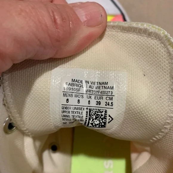 Converse Neon Pink and Yellow High-Top Sneakers - Picture 7 of 8